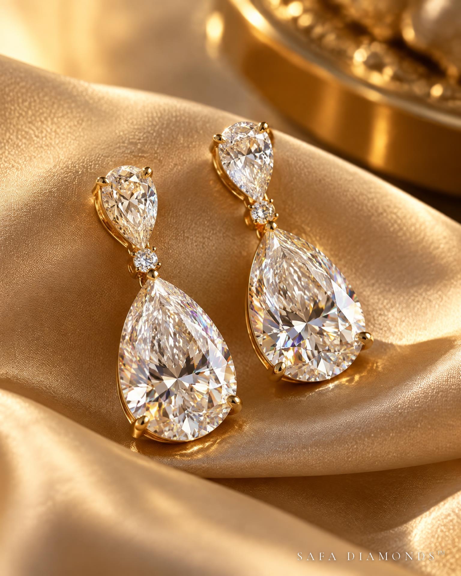 Pear drops in 18K gold