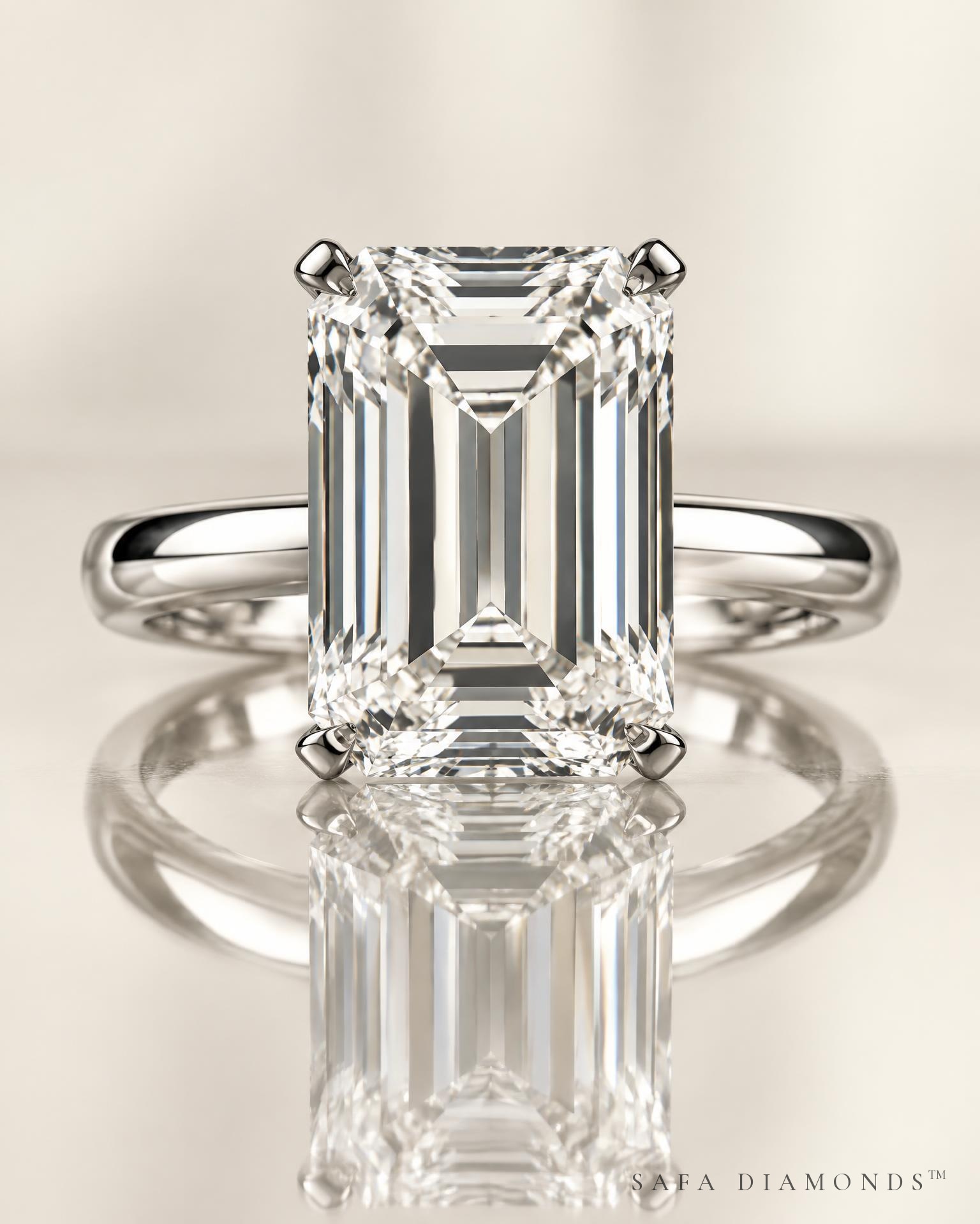 Emerald-cut solitaire, platinum